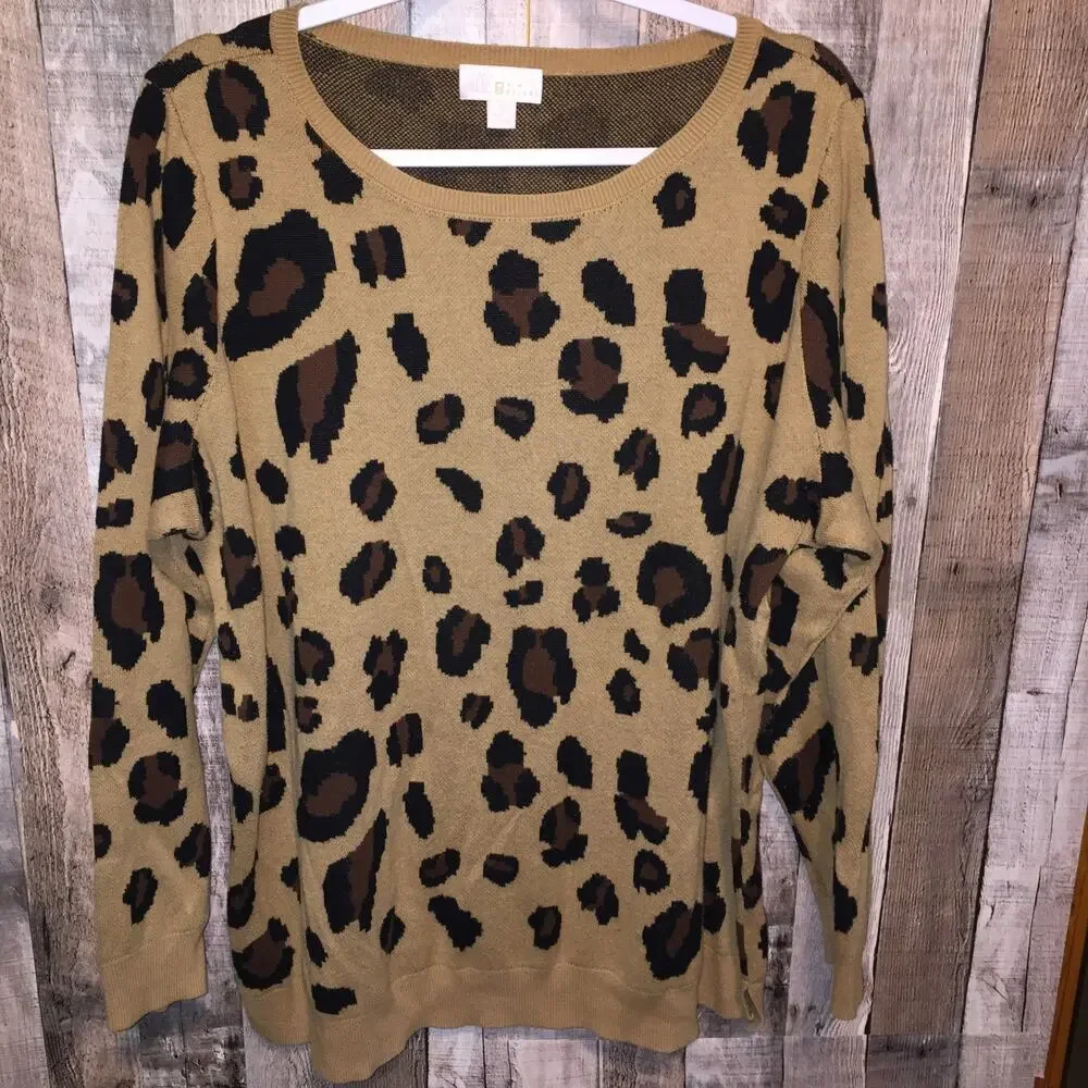 Womens Animal Print Sweater belle Kim Gravel 1X